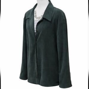 Briggs Vintage Women's 2X Forest Green Button Down Long Sleeve Top, Lagenlook